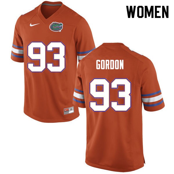 Women #93 Moses Gordon Florida Gators College Football Jersey Orange